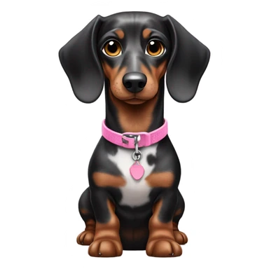 Black merle daschund with pink colar  sticker