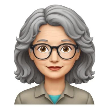 Femme 53 ans lunettes cheveux gris ondulés  sticker