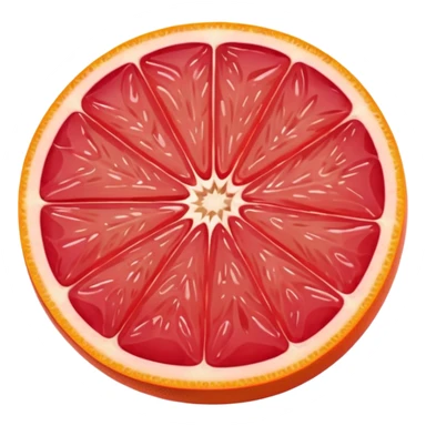 pink grapefruit whole with smooth glossy orange-pink peel, thick wedge slice, juicy red-pink segmented flesh, moist translucent interior, clean defined segments, no leaves, no juice, no background, soft lighting, emoji scale sticker
