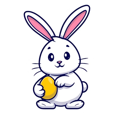Easter bunny holding a decorated egg sticker