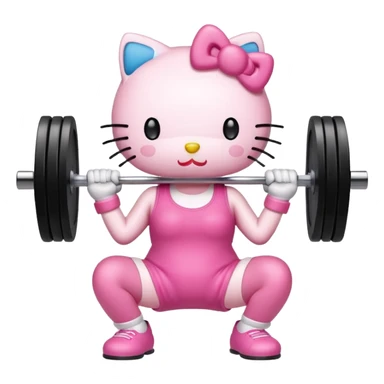 Hello kitty working out with barbell weights sticker