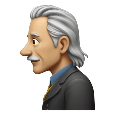 Attractive older man with long grey hair with a nose like Pinocchio and you can see how long it is from the side profile sticker