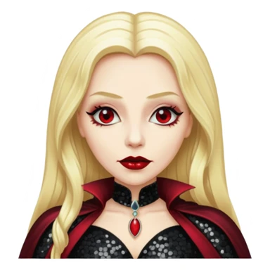 Countess Dracula with long blonde hair, black sequin outfit  sticker