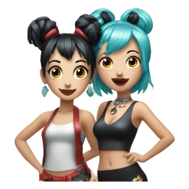 miku and betty boop at the bada bing sticker