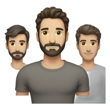 Couple gay one man with black beard, white skin and brown eyes, another man with brown hair without beardand gray eyes sticker