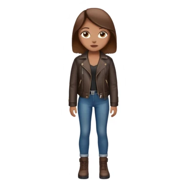 Girl in leather jocket, full body, different color sticker
