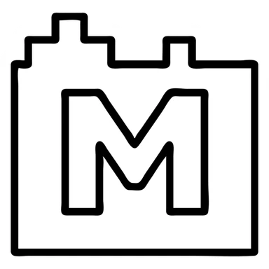 Minecraft logo inspired icon, outlined style, no fill sticker