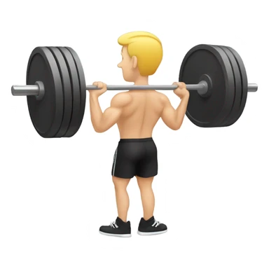 White man doing weighted barbell squat (gym) from back view sticker