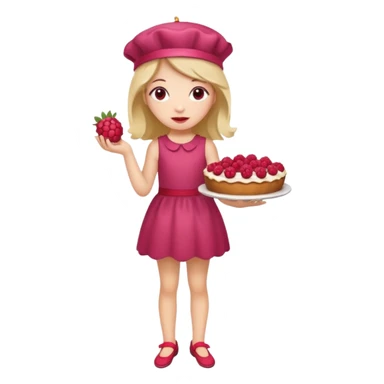 Raspberry torte human full body and legs girl with a raspberry barrette on her head sticker