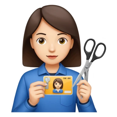 Scissors cutting an ID card in 2 halfs.hyper realistic sticker