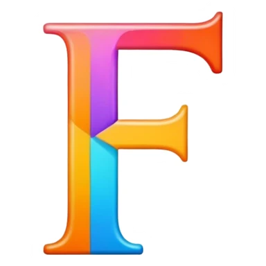 Font setting icon with letter F in vibrant colors sticker