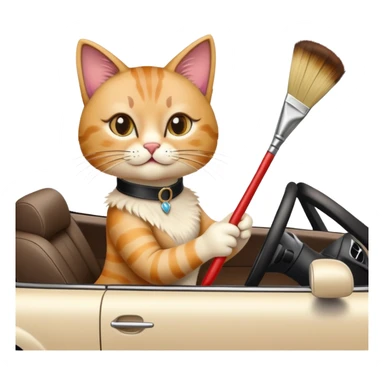 A cat with high heels and can drive a car and likes to do art sticker