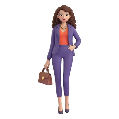 Trendy fashionable woman with long curly hair wearing chic clothes sticker