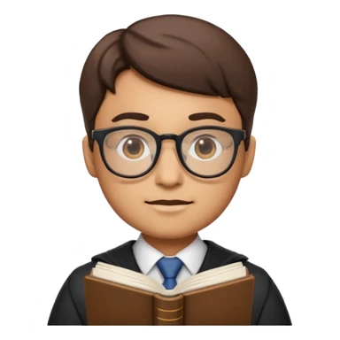 legal expert emoji, person with glasses and law book sticker