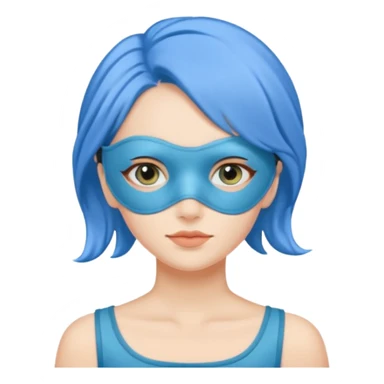 woman with a sleep eye mask and blue hair sticker
