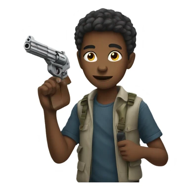 boy with a toy gun sticker
