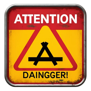 attention stop danger!! entry forbidden sticker