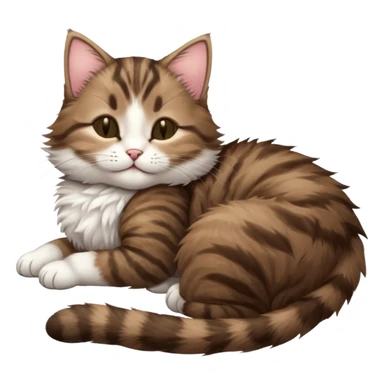 dark brown tabby and white kitten sleeping on its back sticker