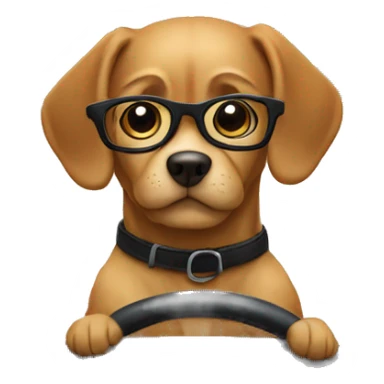 Dog with glasses driving a car sticker