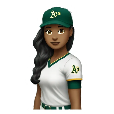 Oakland Athletics young woman black hair baseball cap sticker