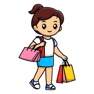 girl carrying shopping bags after shopping sticker
