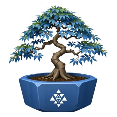 Japanese broken Icosahedron-shaped shallow dark bamboo blue maple tree bonsai pot sticker