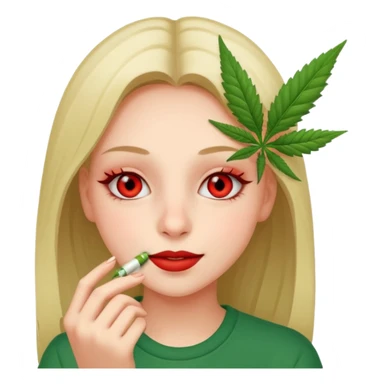 Girl happy smelling marijuana  sticker