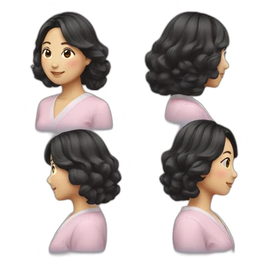Japanese woman medium waves hair sticker