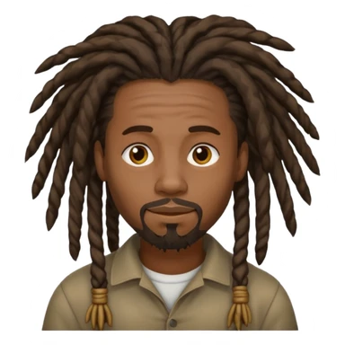 Hazme un emoji de un hombre negro con rastas y una pequeña perilla sin bigote sticker
