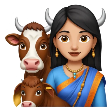Indian girl with cow sticker
