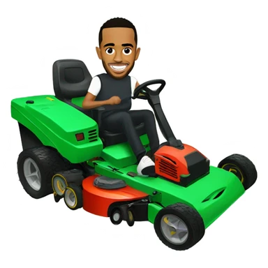 Lewis Hamilton with a mower sticker