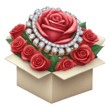Diamond ring in a box with bouquet of roses  sticker