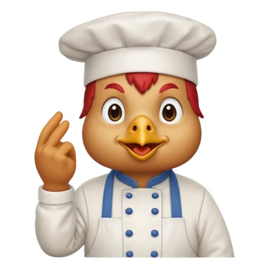 Una gallina con ropa de chef hacienso un gesto de decepcion sticker