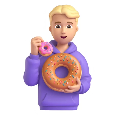 Justin Bieber holding a donut in 3D emoji style sticker
