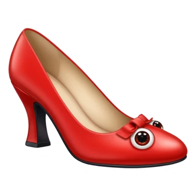 🙂 make like this emoji had big eyes 👀 and eye leads and big red shiny lips 👄 and showing a shoe sticker