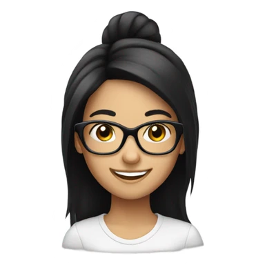 happy girl with black hair and eyeglasses sticker