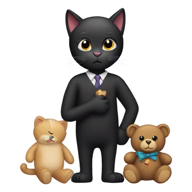 Black cat holding a teddy bear  sticker
