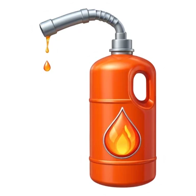 simple red gasoline canister plain dispensing orange drops of fuel sticker
