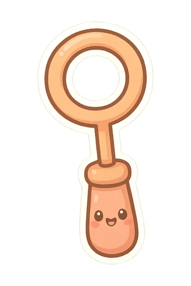 chibi sticker-style bubble wand with a smiling face, cute and exaggerated sticker