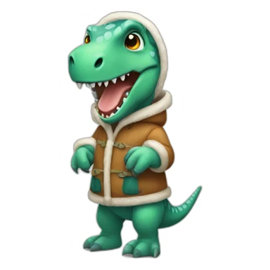 dinosaur wearing eskimo outfit sticker