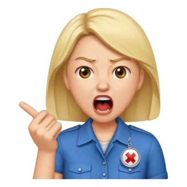 emojis.com a-karen-mom-yelling-at-somebody-that-wont-take-their-dog-out-and-is-showing-her-badge-but-its-fake sticker
