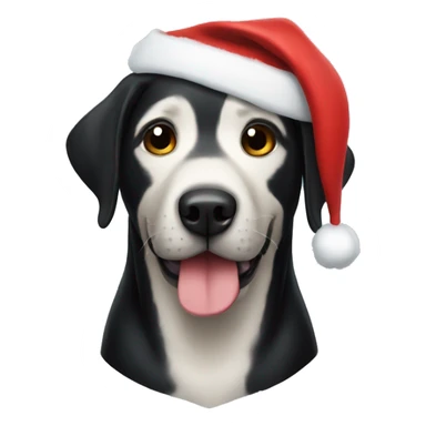 Black lab wearing a Santa hat  sticker