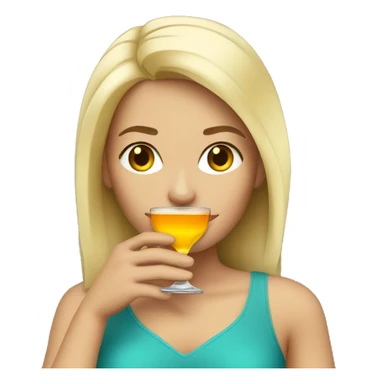 Blonde woman with drink sticker