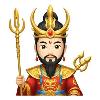 chinese god with Poseidon trident sticker