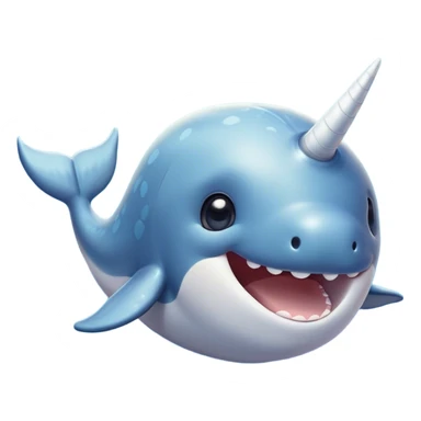 Cinematic Comical Cute Narwhal Portrait Emoji, Head tilted dramatically with an exaggeratedly amused expression, featuring a uniquely curved tusk, a sleek body with wide, comically expressive eyes brimming with playful disbelief, Simplified yet hilariously expressive features, highly detailed, glowing with a slightly sassy oceanic glow, high shine, dramatic yet playful, stylized with an air of cheeky marine mischief, soft glowing outline, capturing the essence of a meme-worthy cute narwhal that looks ready to side-eye its way into viral fame! sticker