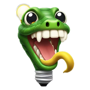 Snake with a lightbulb in its mouth sticker