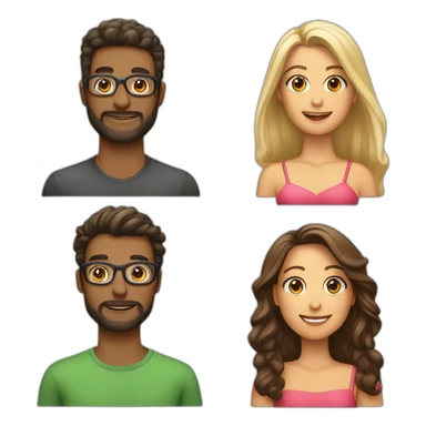 Casal homem e mulher homem moreno de óculos e mulher de cabelo cacheado e pele clara sticker