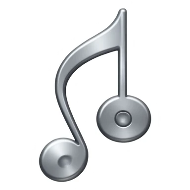 music note with a chromic metal texture, no gold  sticker