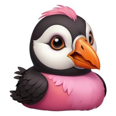 pink puffin angry blow steam nose beak sticker