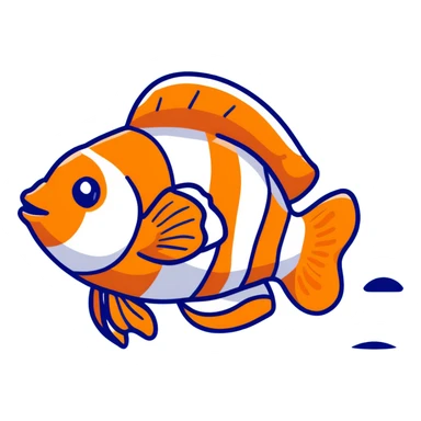 A colorful clown fish with orange and white stripes swimming sticker